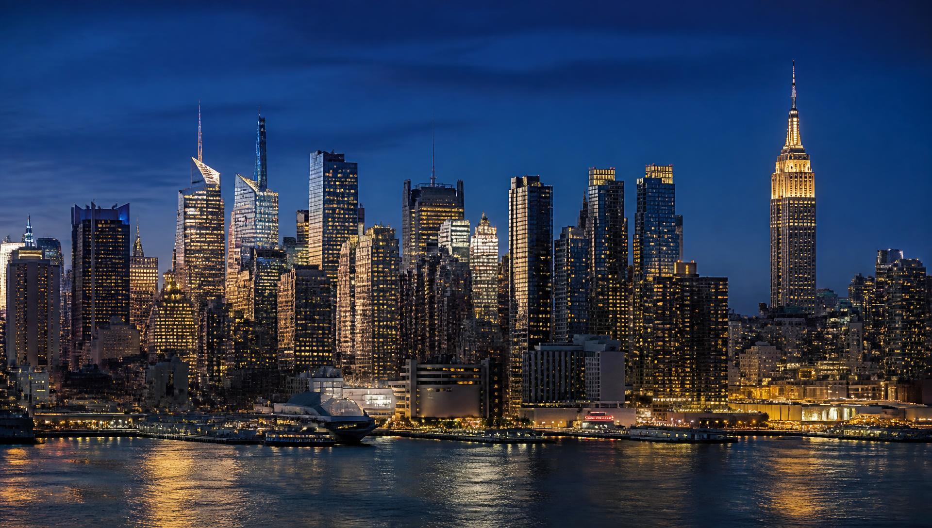 New York City skyline at dusk